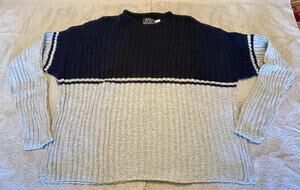 Peconic Bay Traders MEN's Cable Knit Sweater 2XL *Blue/Light Gray* STYLISH